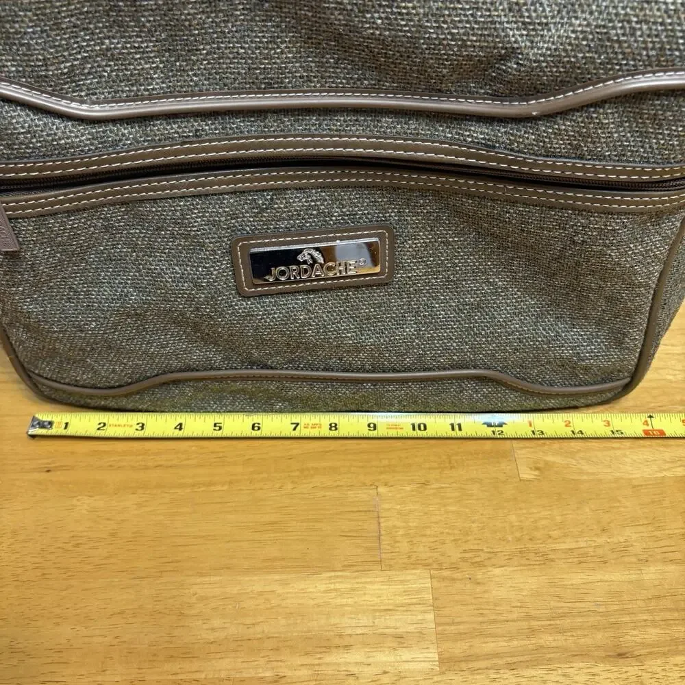 Jordache Tweed Carry On Overnight Bag Tote Luggage Weekender 15.5x11.5x6 Vintage